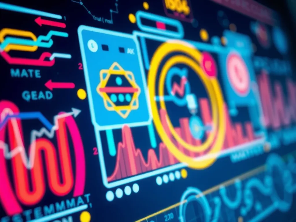 Close-up of dynamic animated graphics and visual effects in a digital display, showcasing interactive user experience, high contrast, vibrant colors, professional design